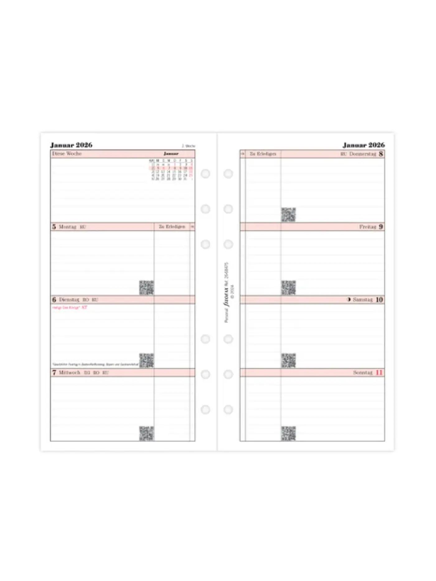 FILOFAX | Kalendereinlage Woche Deutsch Personal 2026 | 